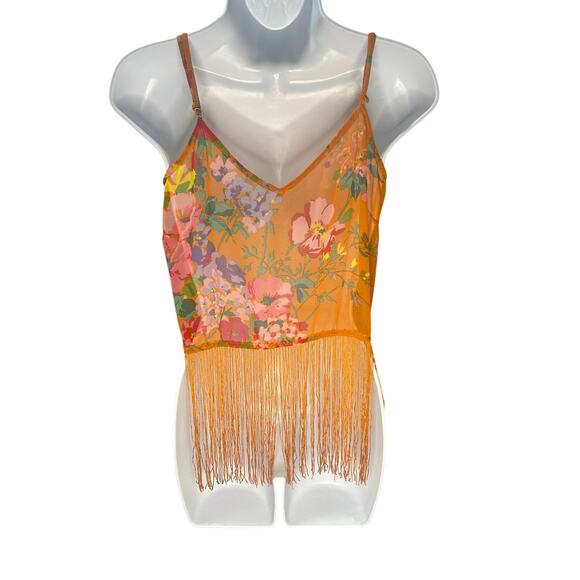 Asos orange fring tank with bow tie front size 12 - Picture 2 of 3